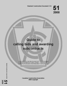 CCA #51-Calling Bids & Subcontracts