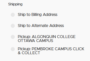 shipping options in shopping cart
