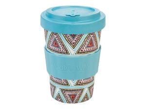 3830066920205 Wood Way Bamboo Cup 400ml - Aztec White/Blue