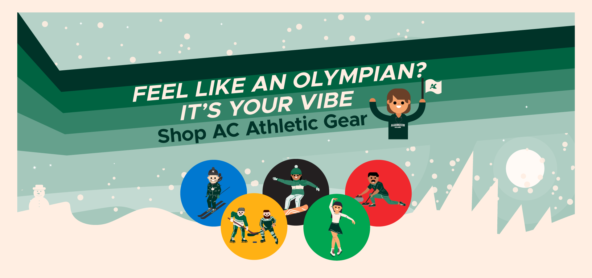 Shop AC Athletic Gear with the slogan Feel Like an Olympian, It's Your Vibe