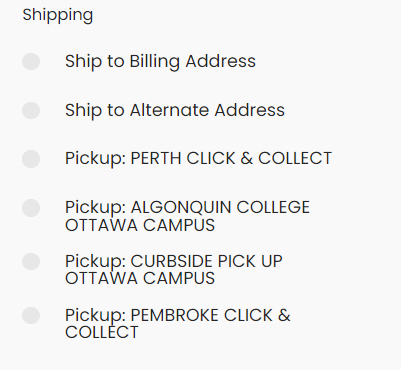 select shipping options
